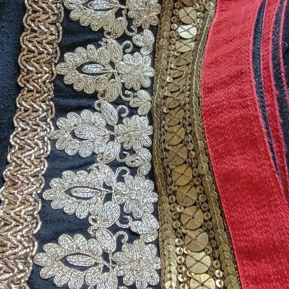 Black and Red Authentic Sabyasachi Signature Saree with Silver & Gold embroidery